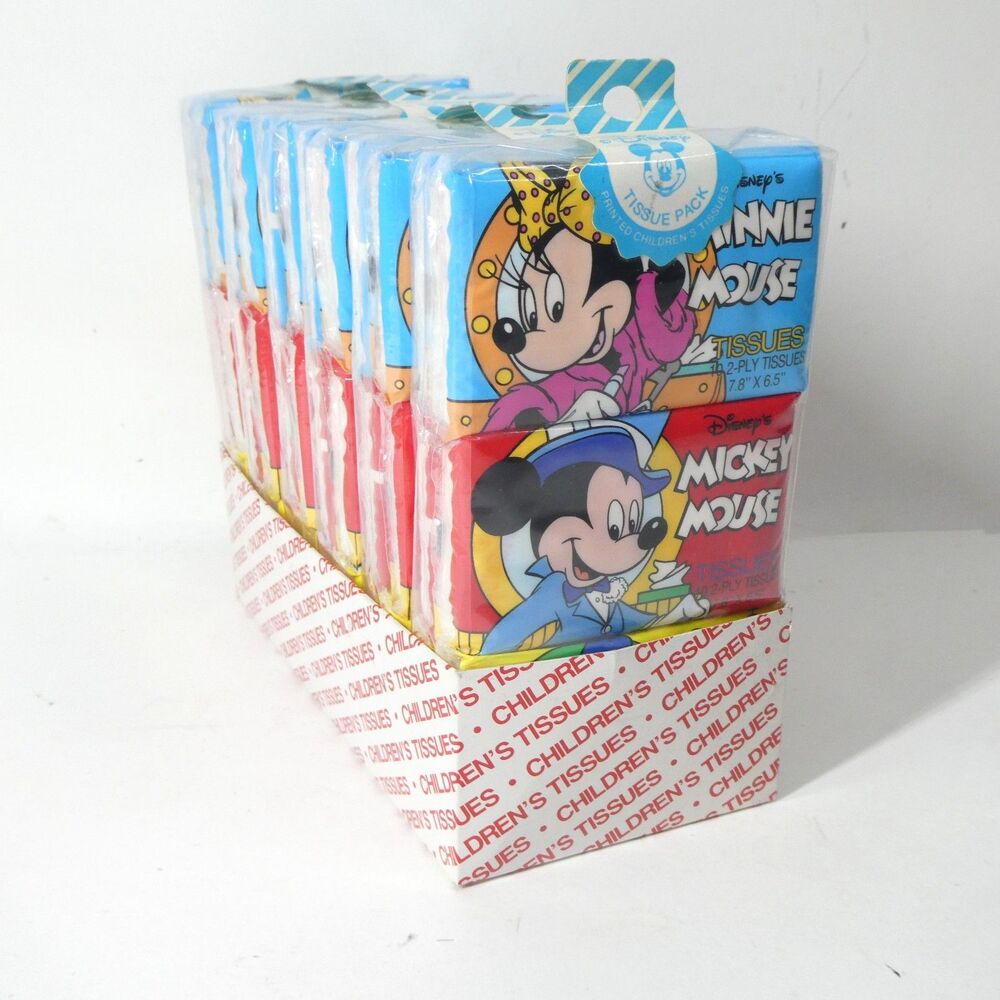 Mickey & Minnie Mouse Tissue Packs Vintage NOS Sealed Tissue Box 1990s